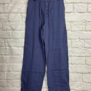 CHADWICKS LINEN PANTS Size 14T Blue Linen Pants Button Front Pockets Comfortable